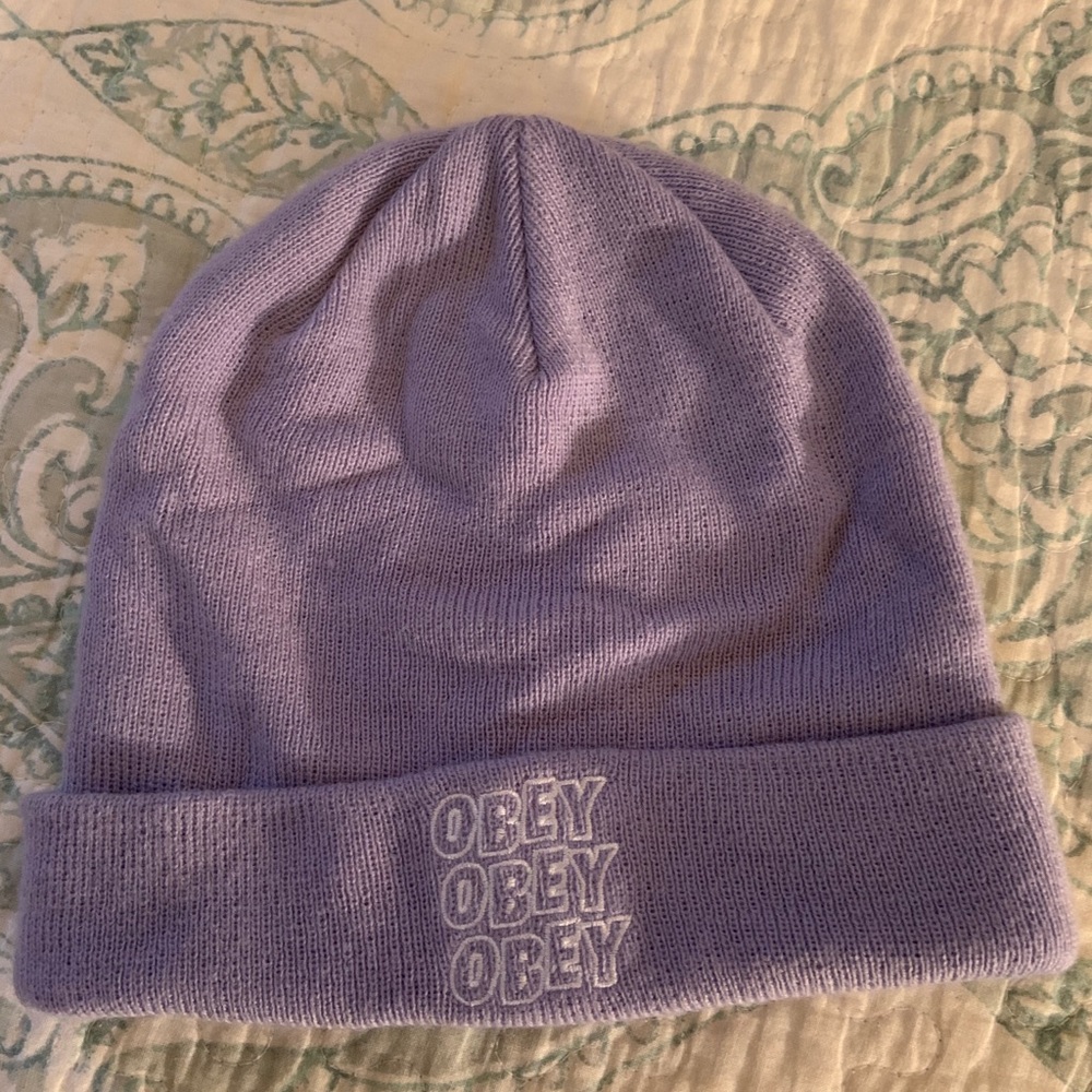 Obey purple beanie